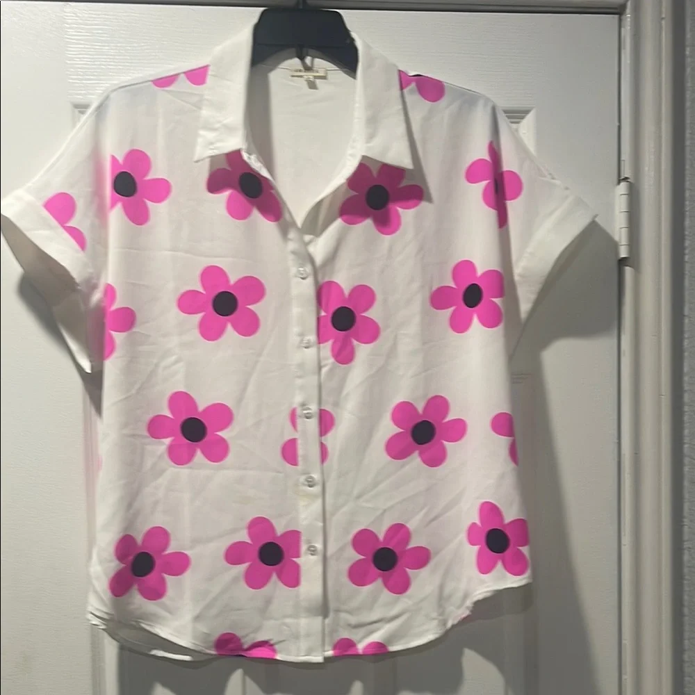 Jodie Floral Pink and White Women's Top - Picture 1 of 4